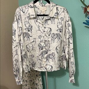 Cynthia Rowley Black and White Silk Blouse